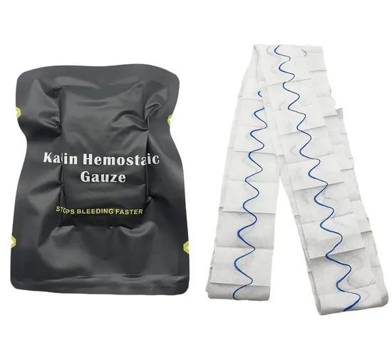 Hochleistungsfähige, schnelle hämostatische medizinische Erste-Hilfe-Z-gefaltete, tragbar verpackte, anpassbare hämostatische Kaolin-Chirurgiegaze